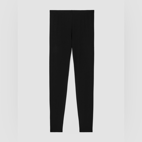 Eileen Fisher Viscose Jersey Ankle Black Leggings - Picture 5 of 8